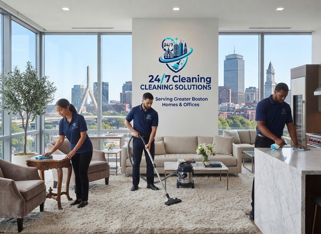 247 Cleaning Solutions team working in a Boston property